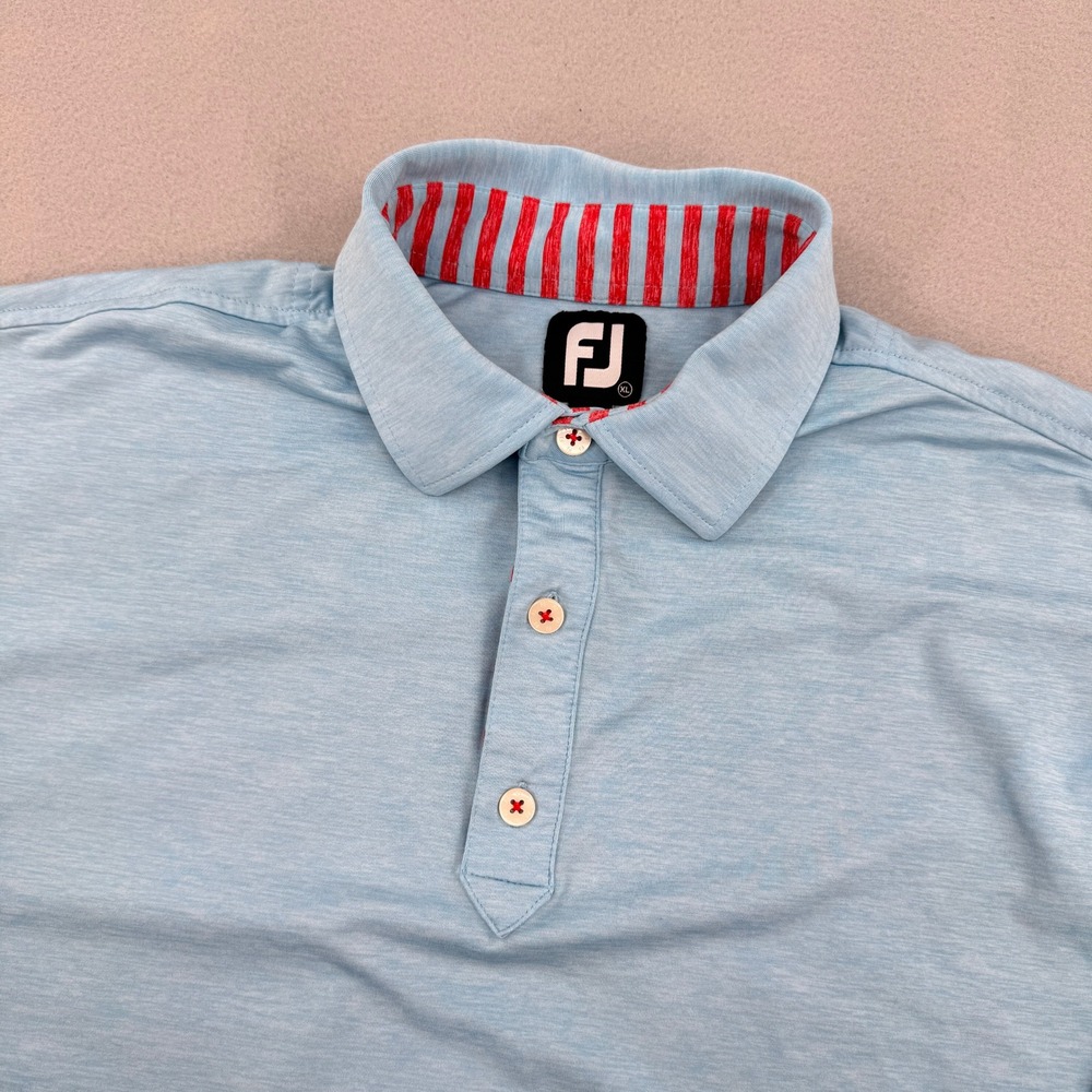 FootJoy ProDry Mens XL Light Blue Heathered Golf Polo Shirt Lightweight Casual - Picture 1 of 10